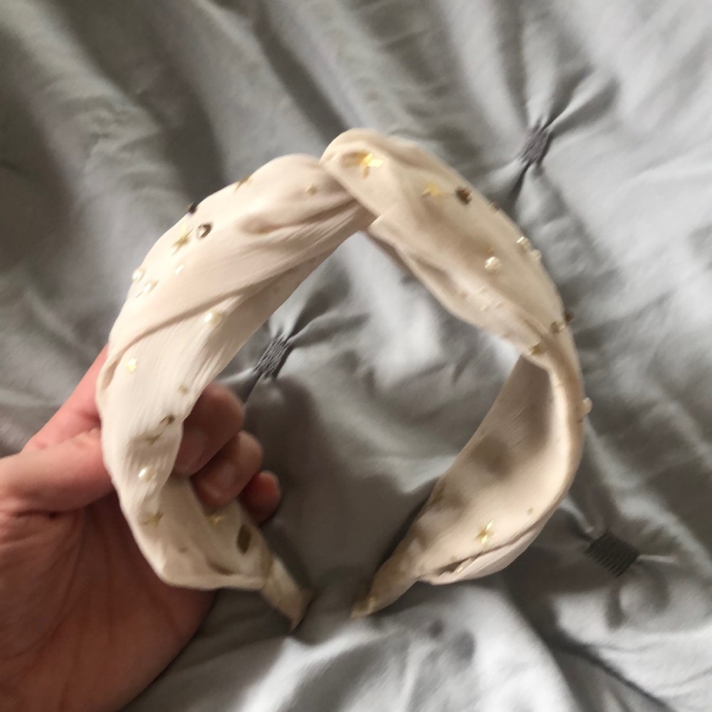 Cream and gold headband
